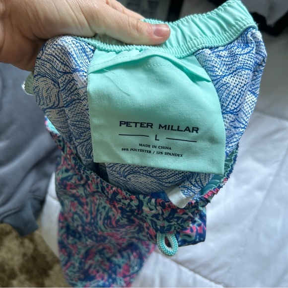 Peter Millar Vibrant Blue and Pink Swim Trunks Shorts - Picture 4 of 4